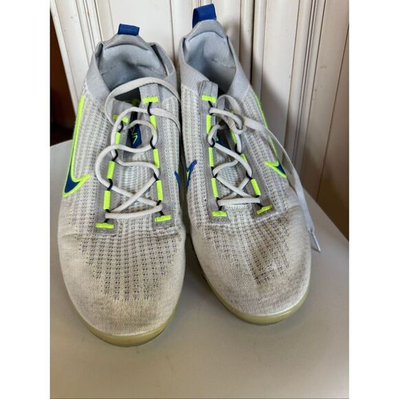 Nike Men's VaporMax 2021 Flyknit Athletic Sneakers White Blue Size 11 - Picture 8 of 15